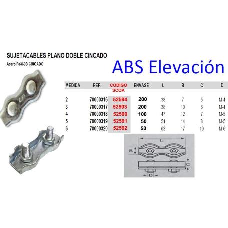 AVL SUJETACABLES PLANO DOBLE  2  CINCADO 70000316 (CAJA 25 UNIDADES)