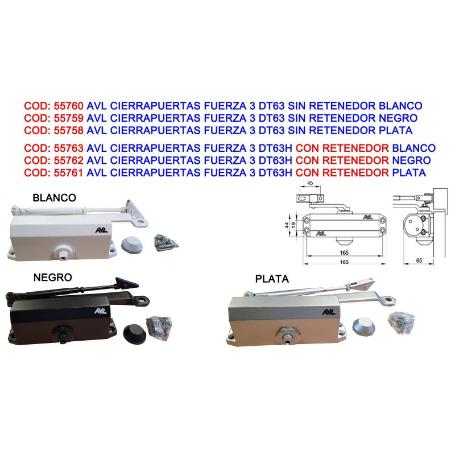 AVL CIERRAPUERTAS FUERZA 3 DT63H CON RETENEDOR BLANCO