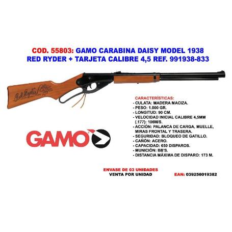 BAJA GAMO CARABINA DAISY1938 RED RYDER+TARJETA CAL4,5 REF.