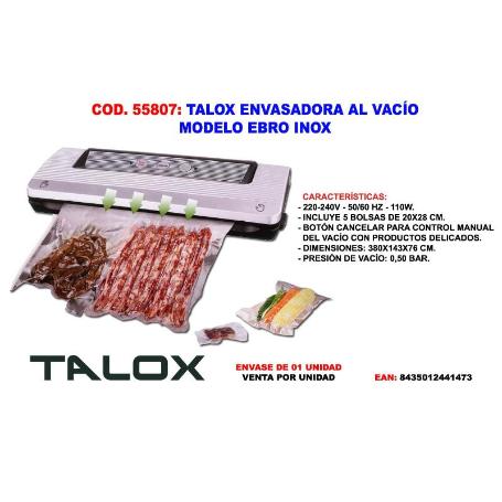 TALOX ENVASADORA AL VACIO 110 W + 5 BOLSAS 20X28 CM   QF-VS661JA