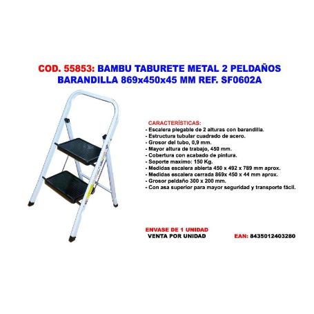 BAMBU TABURETE METAL 2 PELDAÑOS  BARANDILLA 869X450X45MM SF0602A