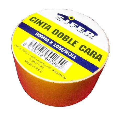 SIFER CINTA DOBLE CARA PP UNIVERSAL VAINILLA 50MM X 10 M  3195