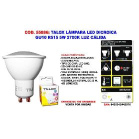 TALOX LAMPARA BOMBILLALED DICROICA GU10R515 5 W 2700K LUZ CALIDA