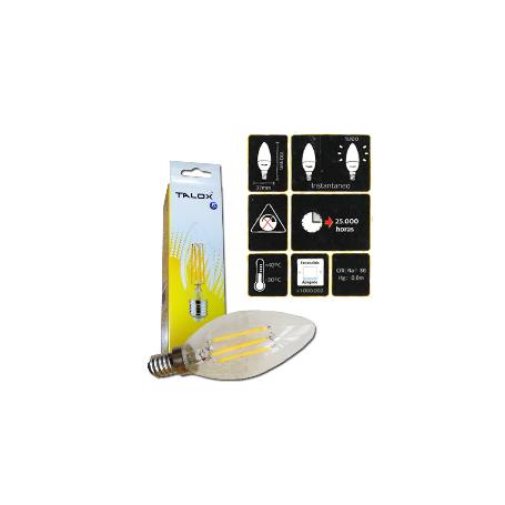 TALOX BOMBILLA LED FILAMENTO VELA C-37 E14 4 W 3000K 400 LUMEN