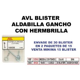 AVL BLISTER ALDABILLA GANCHO+HEMBRILLA ZINCADA 3636 (CAJA 15 UNIDADES)
