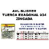 AVL BLISTER TUERCA HEXAGONAL 934 6 MM ZINCADA  2479 (CAJA 15 UNIDADES)