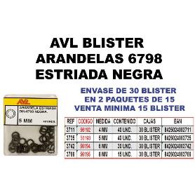 AVL FINSTOCK BLISTER ARANDELA 6798 ESTRIADA 5 MM NEGRA 3735 (CAJA 15 UNIDADES)