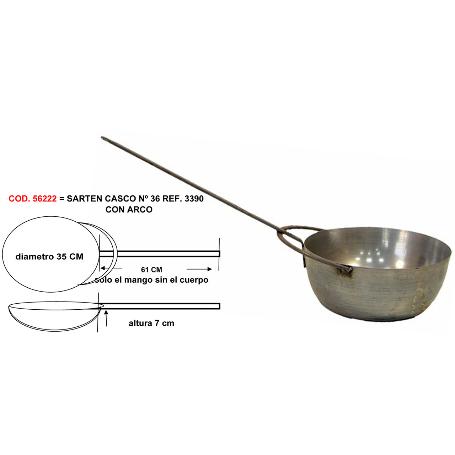 SARTEN FINSTO CASCO Nº 36 DIAM.35 ALTO 7 CM MAN-LARGO 61 CM 3390
