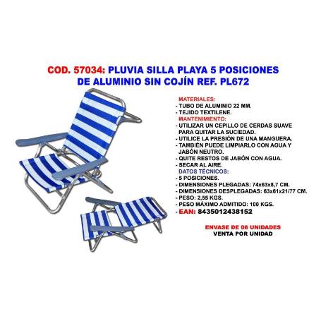PLUVIA SILLA BAJA PLAYA 5 POSICION CAMA  22 MM XYC-070H PL672