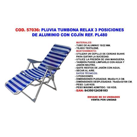 PLUVIA TUMBONA RELAX PLAYA 3 POSICIONE ALU 19-22MM XYC-012 PL480