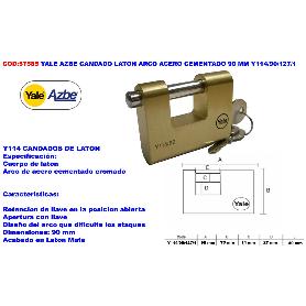 YALE AZBE CANDADO LATON ARCO ACERO CEMENTADO 90 MM Y114-90-127-1