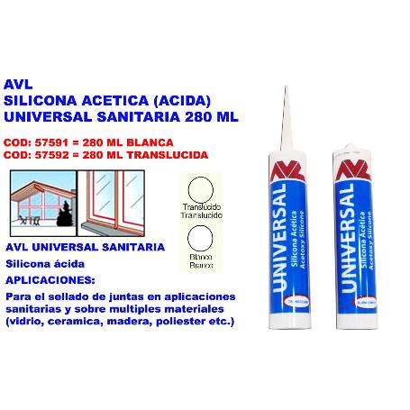 AVL SILICONA ACIDA UNIVERSAL ANTIMOHO QUILOSA 280 ML BLANCA
