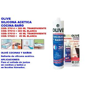 OLIVE SILICONA ACETICA (ACIDA) S-11 COCINA-BAÑO BLANCA   45ML