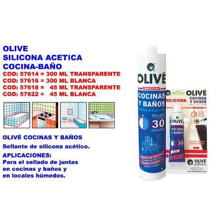 OLIVE SILICONA ACETICA (ACIDA) S-11 COCINA-BAÑO BLANCA   45ML
