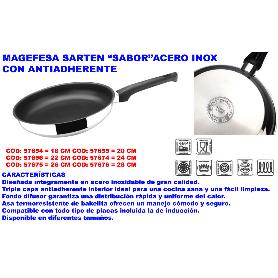 BAJA MAGEFESA SARTEN SABOR ACERO INOX CON ANTIADHERENTE 18 CM