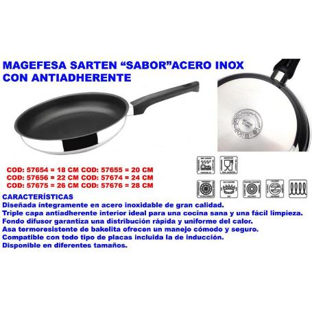 MAGEFESA FINSTOCK SARTEN SABOR ACERO INOX ANTIADHERENTE 28 CM