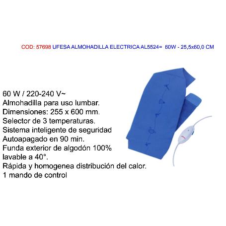 FINSTOCK UFESA ALMOHADILLA ELECTRICA AL5524   60W - 25,5X60,0 CM