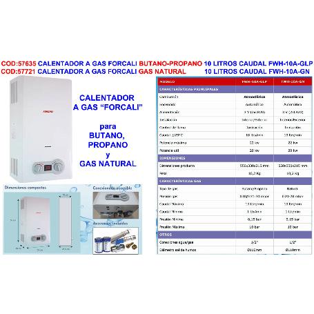 FORCALI FINSTOCK CALENTADOR A GAS GAS NATURAL 10 LITROS FWH-10A