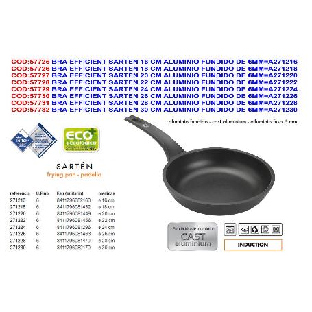 BRA EFFICIENT SARTEN 20 CM ALUMINIO FUNDIDO DE 6MM A271220