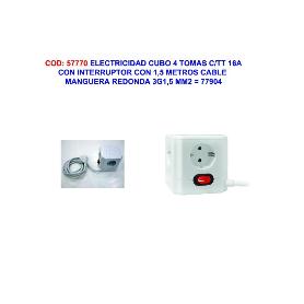 ELECTRICIDAD FINSTOCCUBO 4 TOMAS C-TT 16A+1,5 CABLE 3G1,5M 77904