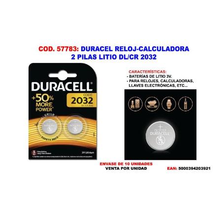 DURACELL RELOJ-CALCULADORA 2 PILAS LITIO DL-CR 2032