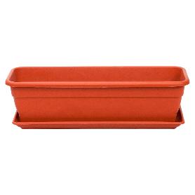 JARDINERA MACETERO RECTANGULAR PLASTICO TERRACOTA EVA 60CM+PLATO