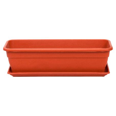 JARDINERA MACETERO RECTANGULAR PLASTICO TERRACOTA EVA 60CM+PLATO