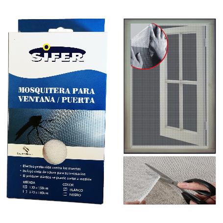 SIFER TELA-MALLA MOSQUITERA FIBRA+VELCRO ADHESIV BLANC 130X150CM