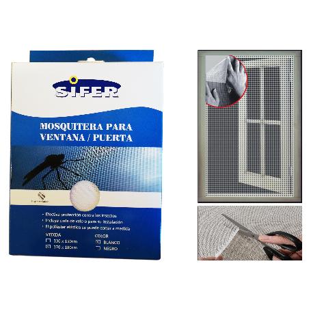 SIFER TELA-MALLA MOSQUITERA FIBRA+VELCRO ADHESIV BLANC 170X180CM