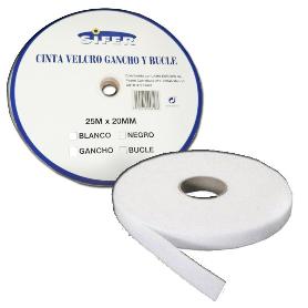 SIFER CINTA VELCRO ADHESIVA HEMBRA-BUCLE BLANCA 25MX20MM