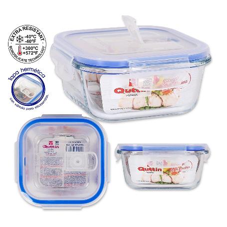 RECIPIENTE CRISTAL CUADR. C-VALVULA HERMETIC 18,5X18,5 CM 1100CC