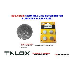 TALOX PILA LITIO 240 MAH BOTON BLISTER 4 U. 3V CR2032 22MMØX3.2