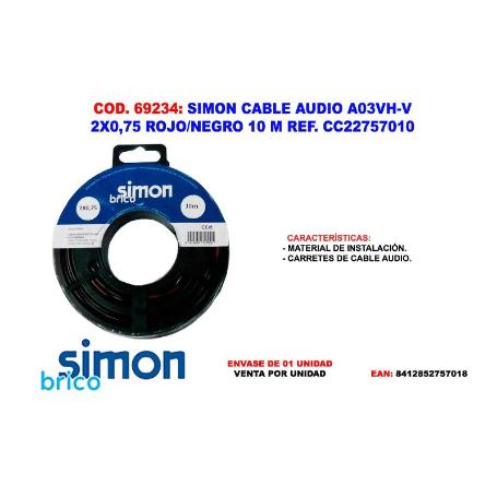 SIMON FINSTO CABLE AUDIO A03VH-V 2X0,75 ROJO-NEGRO 10 M 22757010