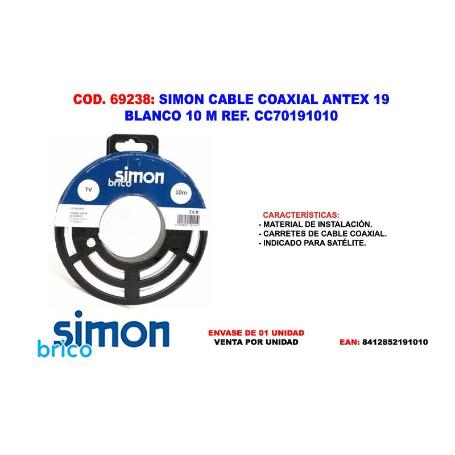 SIMON FINSTOCK CABLE COAXIAL ANTEX 19 BLANCO 10 M CC70191010