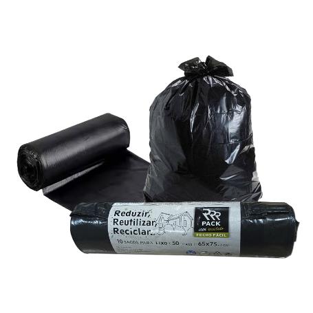 BOLSA BASURA 50 LT 10 UND 65X75 CM NEGRA AUTOCIERRE  22414
