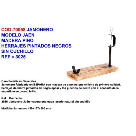 JAMONERO FINSTOC MOD.JAEN MADERA PINO PINT.NEGRO S-CUCHILLO 3025