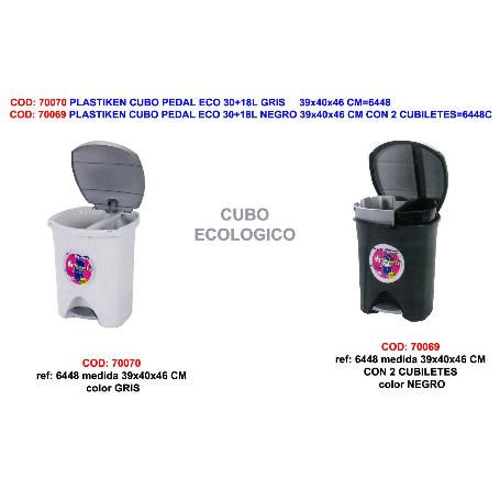 PLASTIKEN FINST CUBO PEDAL ECO 30+18L GRAFITO 2 CUBIL 39X40X46CM