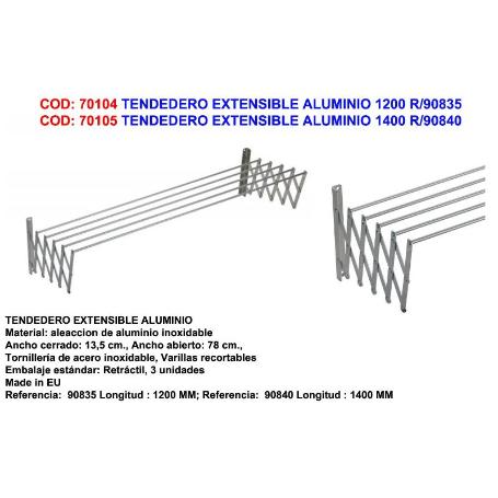 BAJA TENDEDERO EXTENSIBLE ALUMINIO 1200 R-90835