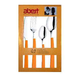 BAJA MENAJE INOX+ ABS CUBERTERIA 24 PIEZAS ARCOBALENO VERDE