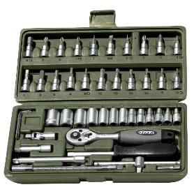 SIFER JUEGO LLAVES VASO PROFESIONAL 46 PIEZAS DE 1-4 T22246