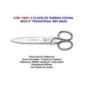 BAJA 3 CLAVELES TIJERAS COCINA INOX 8 TRADICIONAL REF.00406