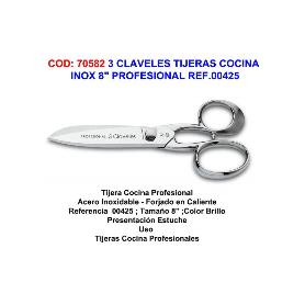 3 CLAVELES TIJERAS COCINA INOX 8 PROFESIONAL REF.00425
