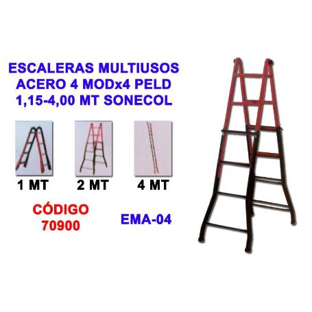 ESCALERAS TELESCOPICA ARTICUL ACERO 4 X4 PELD 1,15-4,00 EMA-04N