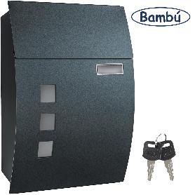 BAMBU BUZON EXTERIOR METAL NEGRO INOX TAPA+VENTANA 320X445 37001