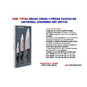 BAJA ARCOS JUEGO 3 PIEZAS CUCHILLOS UNIVERSAL COCINERO 807410