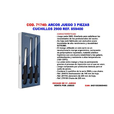 ARCOS JUEGO 3 PIEZAS CUCHILLOS 2900 859400