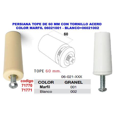 PERSIANA TOPE DE 60 MM CON TORNILLO ACERO COLOR MARFIL 06021001
