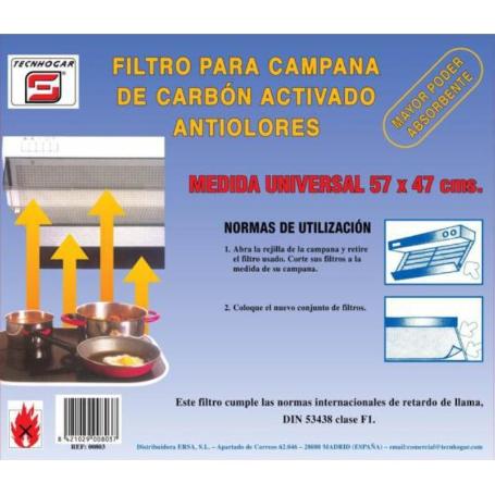FILTRO FINSTOCK CAMPANA CARBON ACTIVADO 60 CM. REF. 00803