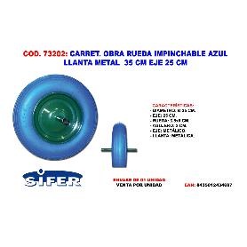SIFER RUEDA CARRETILLA OBRA IMPINCHABLE LLANTA METAL 35CM AZUL
