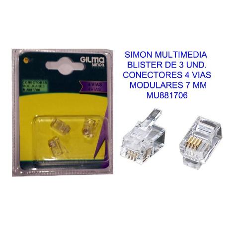 SIMON FINSTOC MULTIMEDIA BL 3 CONECT.4 VIAS MODULAR 7MM MU881706